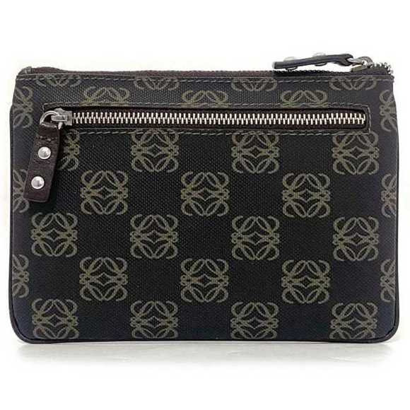 LOEWE Pouch Dark Brown Black Anagram 290606 PVC Leather  Women's Accessory - Picture 2 of 10
